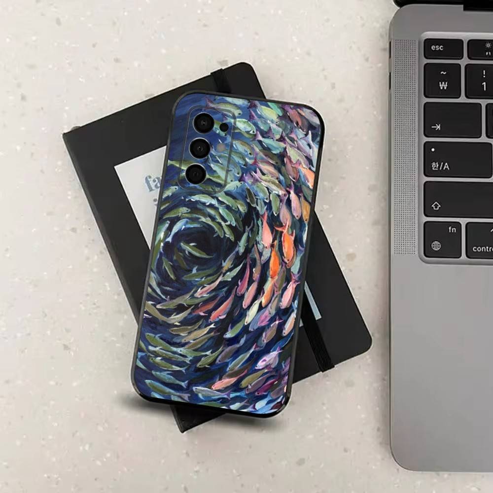 Sardines Ocean For Samsung Galaxy A53,31,52,72,41,Note,J7,8,9,5G,22,73,32,71, Soft Black Silicone Case