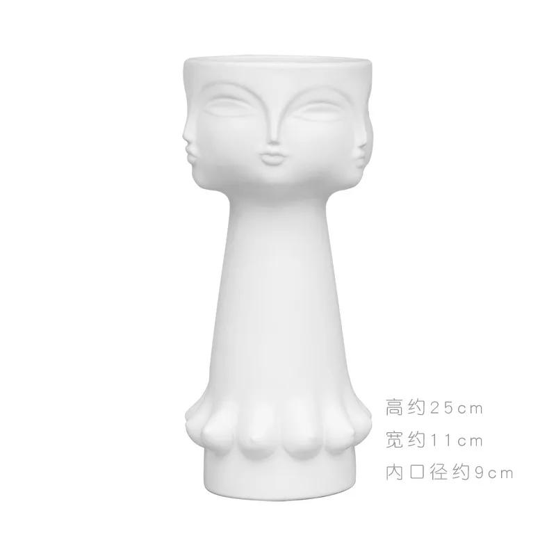 Керамическая ваза Creative Face Floreros Decorativos Moderno Vase Decoration Home Living Room White Flower Vase