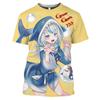 Anime Gawr Gura VTuber 3D Printed T Shirt Men Kawaii Girls Shark Harajuku Shirt Tops Otaku Casual Trendy Manga Graphic Tee