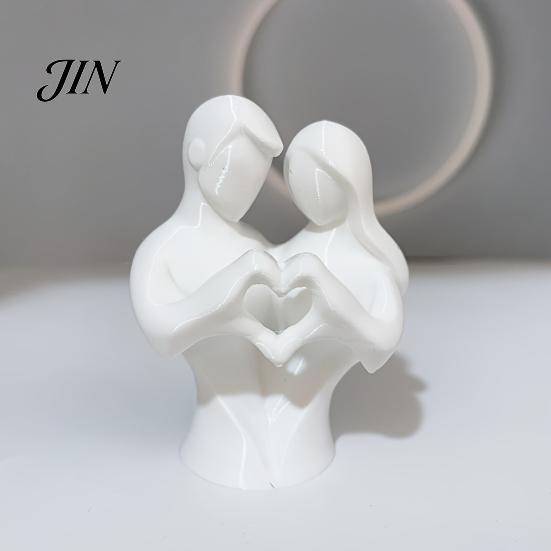 Non-fading Couple Figurine 3D Printed Heart Statue, Abstract Minimalist Lovers Embrace Figurine, Romantic Desktop Molded Statue Decor for Living Room
