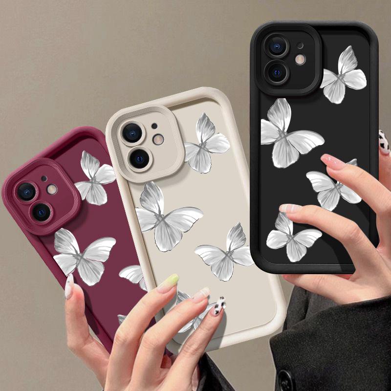 Матовый чехол для телефона Butterfly для iPhone 16 15 14 13 Pro Max 12 Pro 11 XS XR 8 7, противоударный мягкий силиконовый чехол TPU