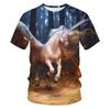 Summer Men's T-Shirt Funny Animal Print Running Horse Pattern Fashion Round Neck Short Sleeve Shirt Street Casual Oversized Top