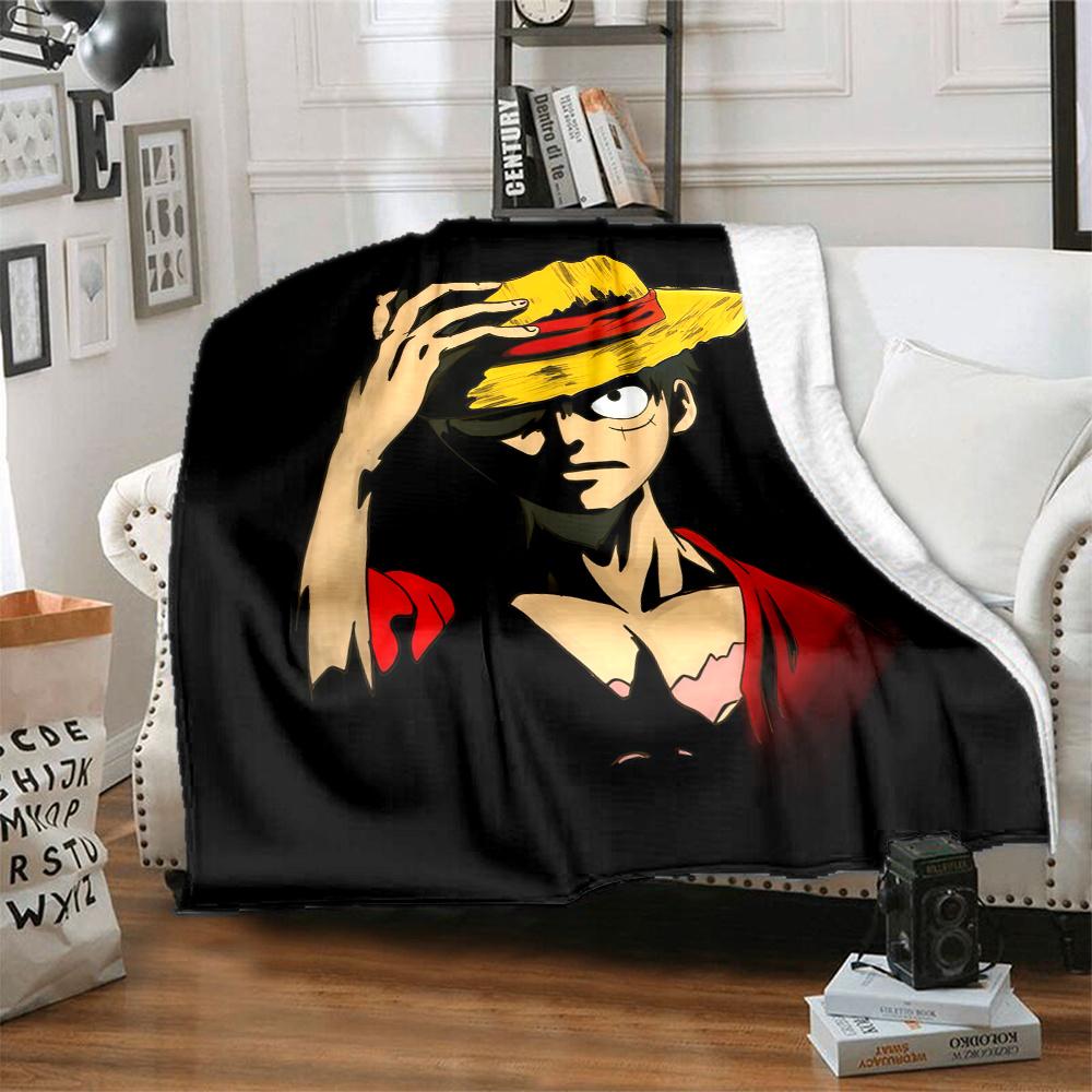 1PC One Piece Monkey D Luffy Patterned Flannel Blanket Suitable For All Seasons For Home Decor Warmth And Comfort Gifts Holiday Present
