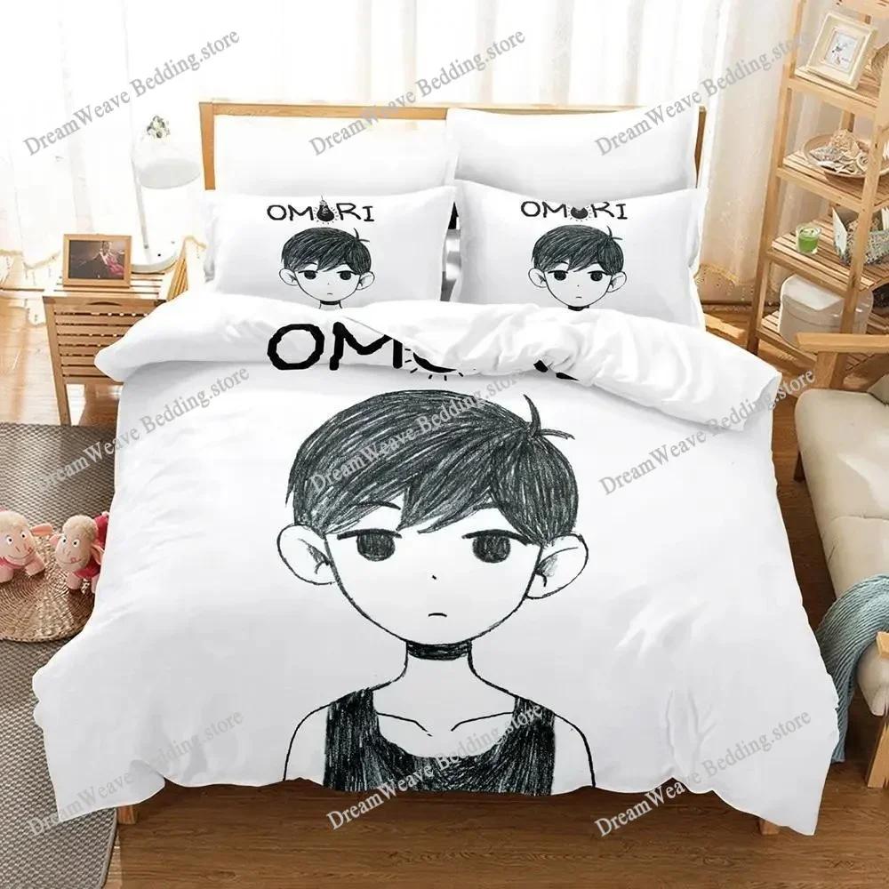 Новый комплект постельного белья Omori Односпальный Полуторный Двуспальный Евро Евро-Макси Размер Комплект постельного белья для взрослых и детей Спальня Пододеяльник Комплекты 3D Печать Аниме Комплект простыней74
