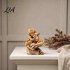 Holiday Desktop Decorations Fairy Tale Little Boy and Fox Wooden Figurine, Rustic Statue, Artistic Carved Solid Wood Carving Decor Sculpture Ornament