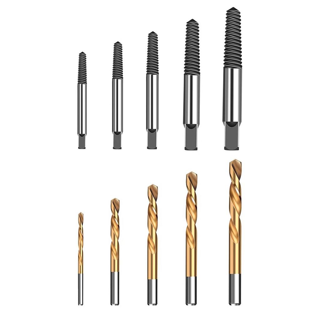 Набор экстракторов для винтов, набор из 10 шт., легко извлекаемый набор для извлечения болтов, набор экстракторов для обратных сверл для удаления сломанных винтов