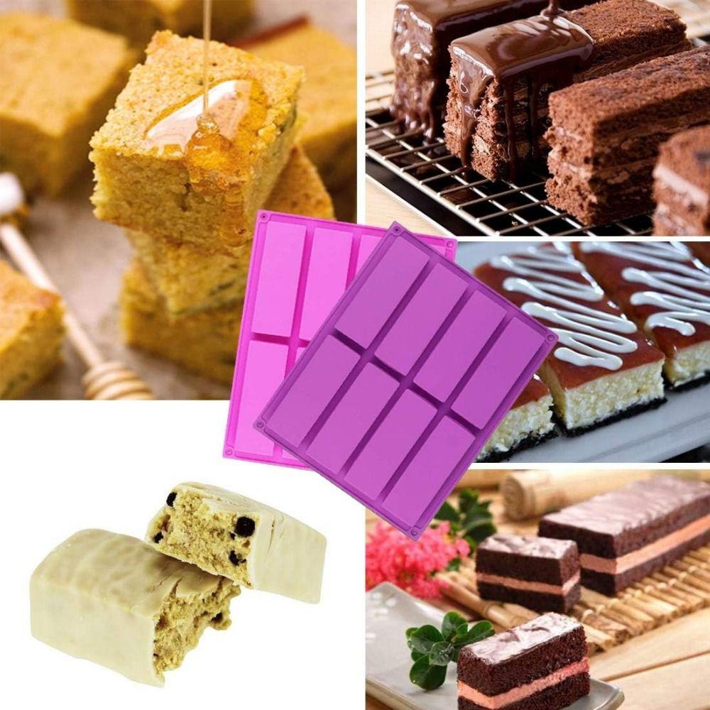 Rectangular Silicone Baking Mold 8 Cavity Energy Bar Maker Ice Cube Tray Loaf Pan Bread