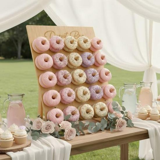 Wooden Donut Display Stand for Weddings & Parties - Creative Dessert & Bread Table Ornament