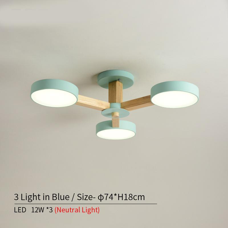 Wooden LED Chandelier with Metal Lampshade Mounted Chandeliers for Living Room White Lamp Ceiling Lustre Bedroom Hanging Light