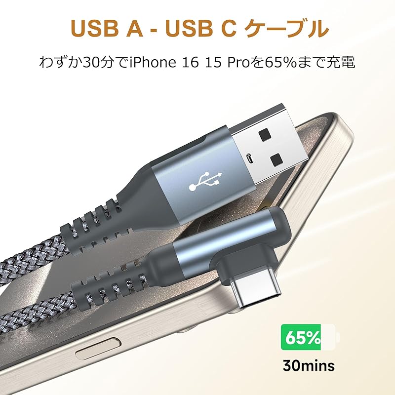 USB C Cable L-shape [3M/Set of 2] Sweguard Type C Fast Charging QuickCharge3.0 Compatible Type iPhone 16 /iPhone 15 Charging Cable iPhone 16 15,iPad