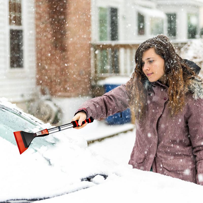 Snow Scraper Shovel Ergonomic Ice Scraper Effective No Scratch Automotive Window Shovel With Foam Handle For Scratch Ice Snow