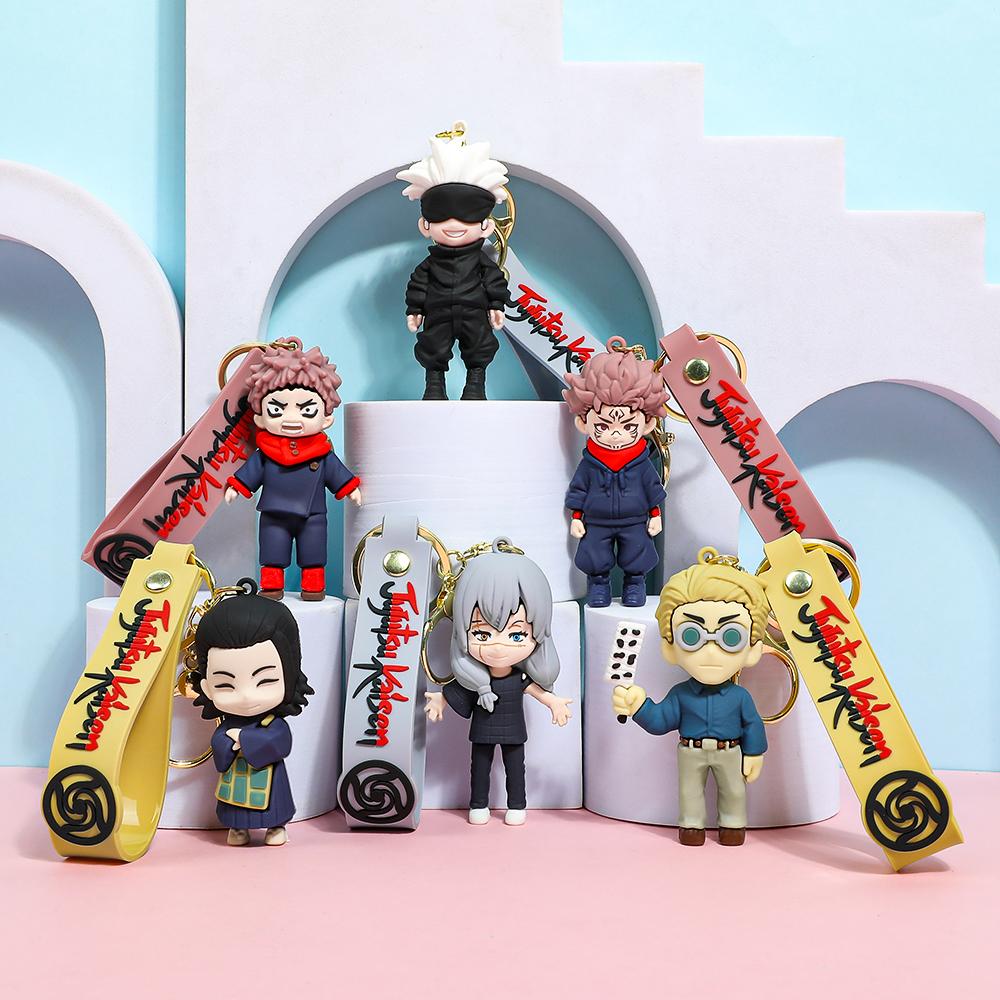 Jujutsu Kaisen 3D Silicone Keychain Set Anime Characters Gojo Yuji Itadori Megumi Fushiguro Keychain Bag Charm Backpack Pendant