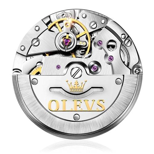 OLEVS Men's Blue Mechanical Watch, Automatic/Hand-Wound, Waterproof, Luminous, Date, Stainless Steel, Present