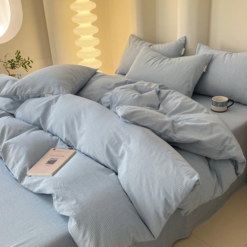 Хлопковая простыня Пододеяльник Спальня Двухъярусная кровать Покрывало из чистого хлопка Простыня Постельный набор Простой стиль