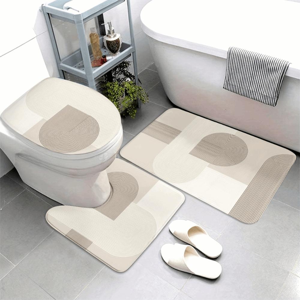 3PCS/SET Marble Pattern Bathroom Mat Soft Toilet Lid Cover Nordic-style Non-Slip Rug Home Floor
