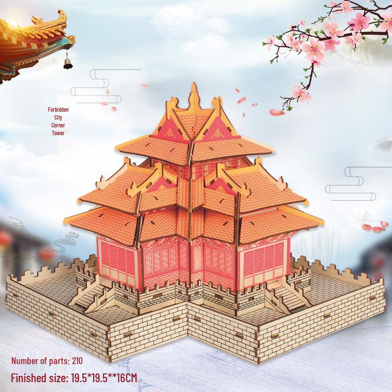 3D DIY Деревянный Набор Модели Виллы в Китайском Стиле