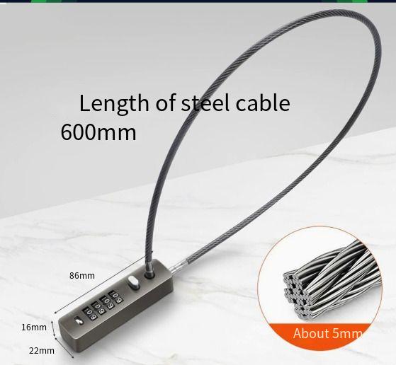 Maishi Cross-Border Password Soft Steel Cable Rope Lock for Helmet and Bicycle Anti-Cut & Anti-Pry Black/Gray