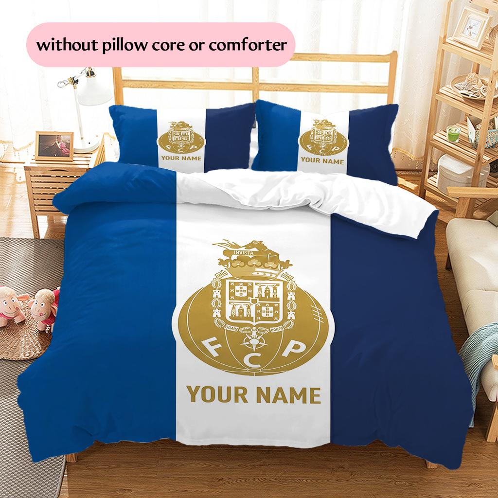 Custom Name Futebol Clube do Porto2 Pattern Bedding Quilt Set Home Decoration Gift (1 * duvet cover + 2 * pillowcase without core)