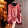 2025 New Vest Vest Retro Jacquard Top Red Women's Vest Outside