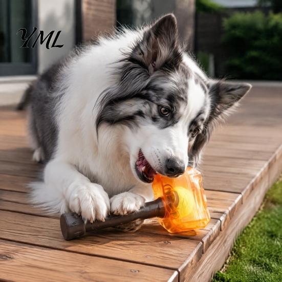 Aggressive Chewers Toy Interactive Squeaky Hammer Dog with Built-in Tennis Ball for Medium And Large Dogs, Enrichment Toys Sound Making Puppy
