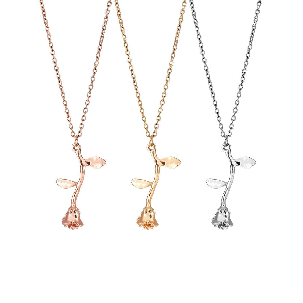 Популярное европейское и американское персонализированное ожерелье с кулоном в виде розы - три цвета в наличии