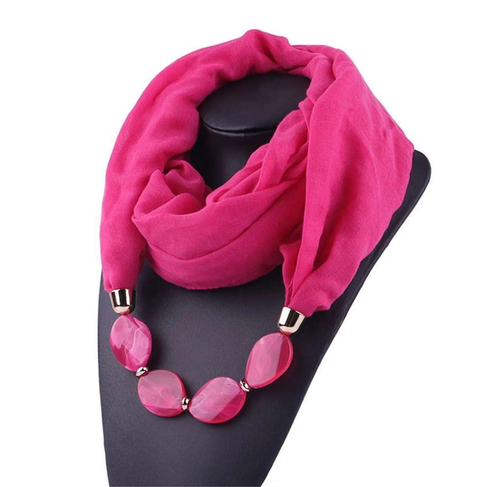 1Pcs Cotton Linen Necklace Scarf Resin Pendant Head Scarves  Costume Bead Decoration Accessories