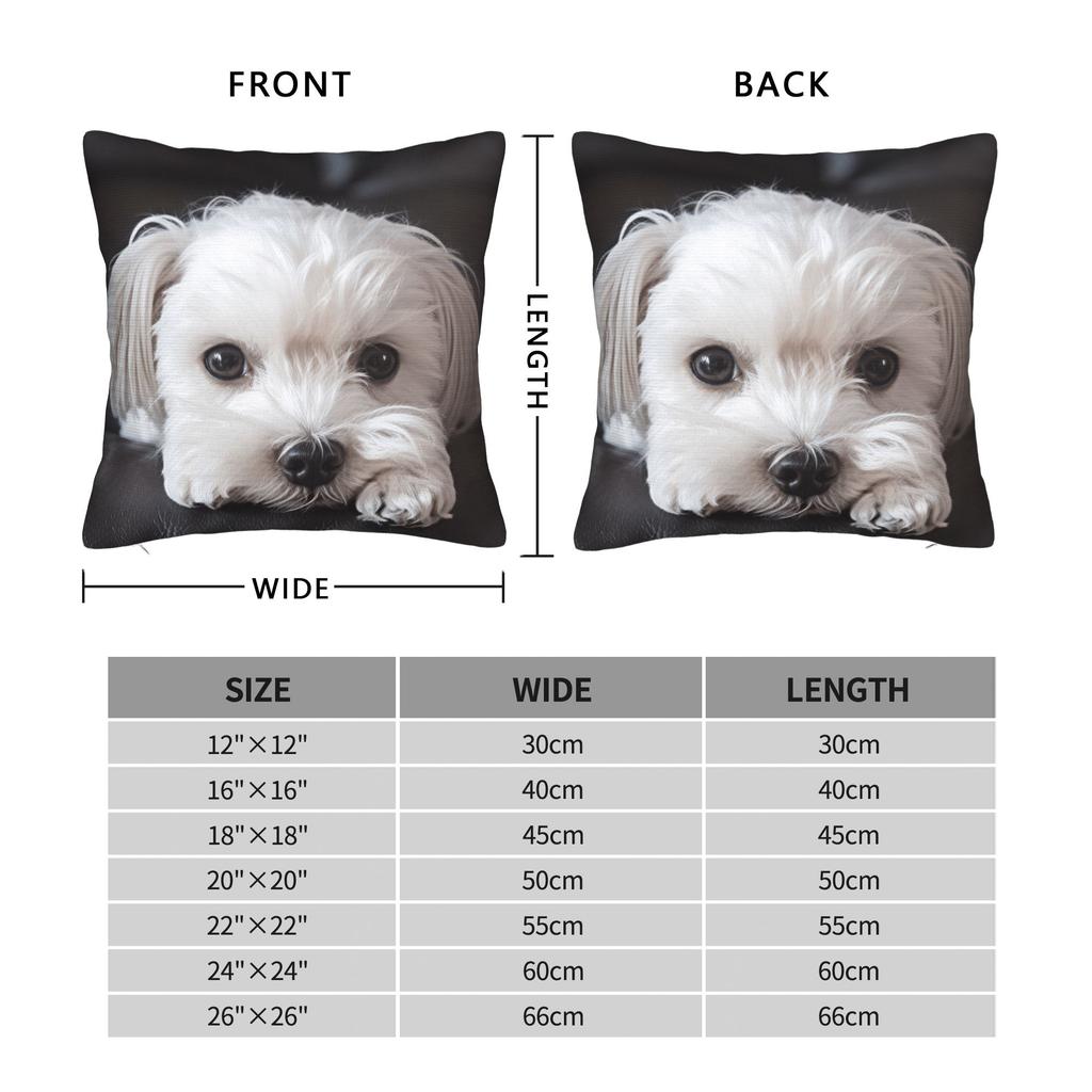 Cute Dog Maltese Pillow Case Print Pillow Cover Vintage Pillowcases For Office Car Home Decor