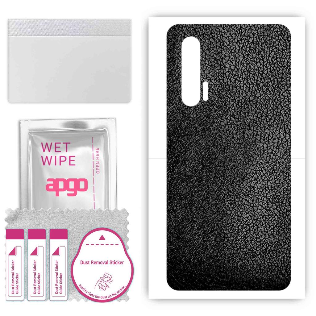 apgo Protective Skin Sticker for the Back Compatible with Huawei Nova 6 5G, Wrap Film, Foil, Vinyl - Pattern Black Leather