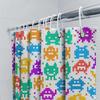 Pixelated Space Invaders Shower Curtain Set Multi-Color Retro Video Game Decor For Bathroom