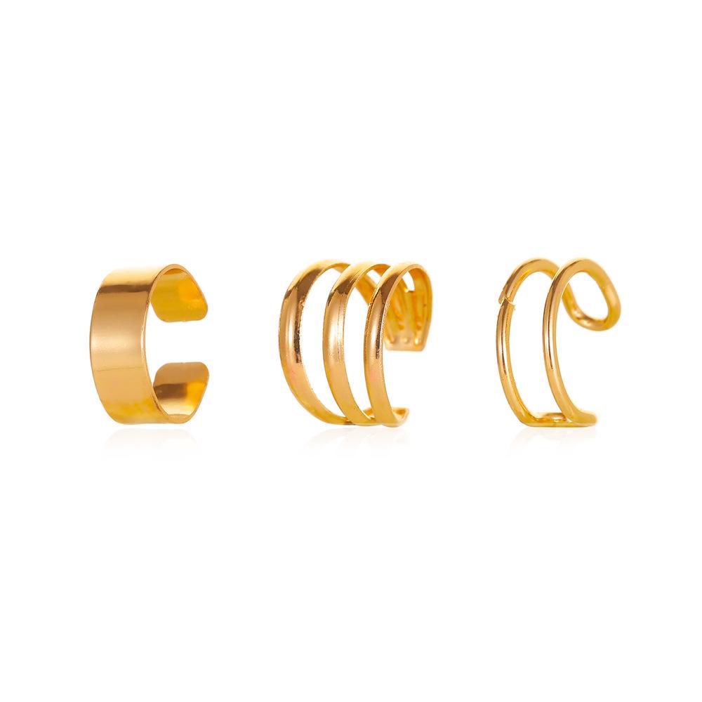 Three Styles Minimalist Plain Cuff Ear Cuff Set No Piercing Clip on Ear Wrap Ornaments for Women Punk Stackable Fashion Ear Accessories