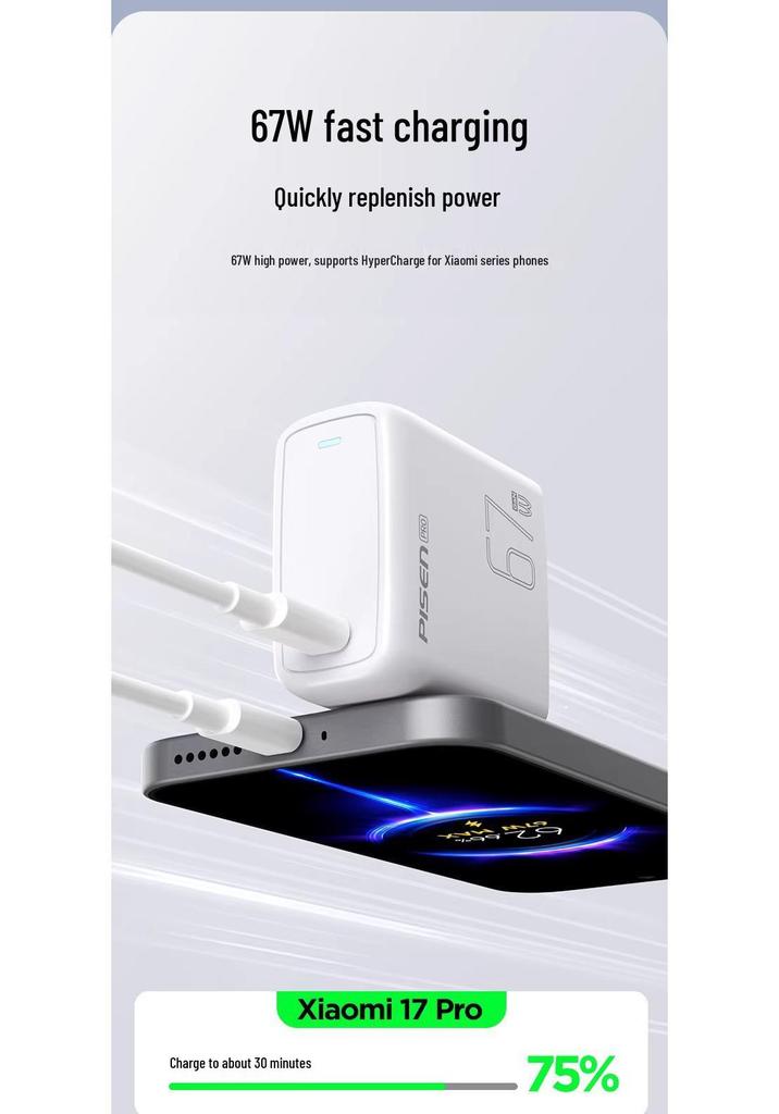 PISEN 67W GaN Type-C Зарядное устройство для Xiaomi, Apple, Huawei