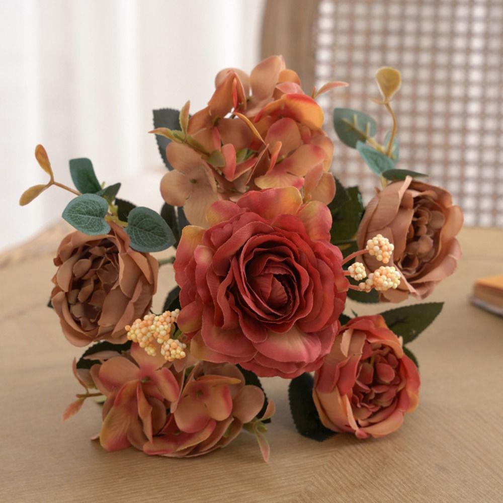 Accessories Simulation Peony Flower Silk Petals Faux Flower Fake Floral Bouquet Home Decoration