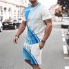Summer Mens Graphic Shirt Shorts And Tee Set Outfits Color Block Crew Neck Clothing Apparel 3D Print Outdoor Daily Sleeve Casual