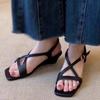 Fashion New Wedge Sandals Summer Outward Wear Square Toe Open Toe Crossover Thin Strap Buckle Temperament Not Tired Feet Roman Shoes