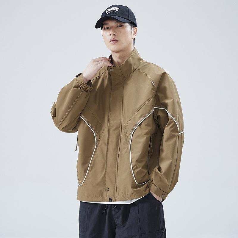 Ji American куртка с воротником-стойкой мужская ветрозащитная и водонепроницаемая свободная повседневная куртка с инструментами Tide