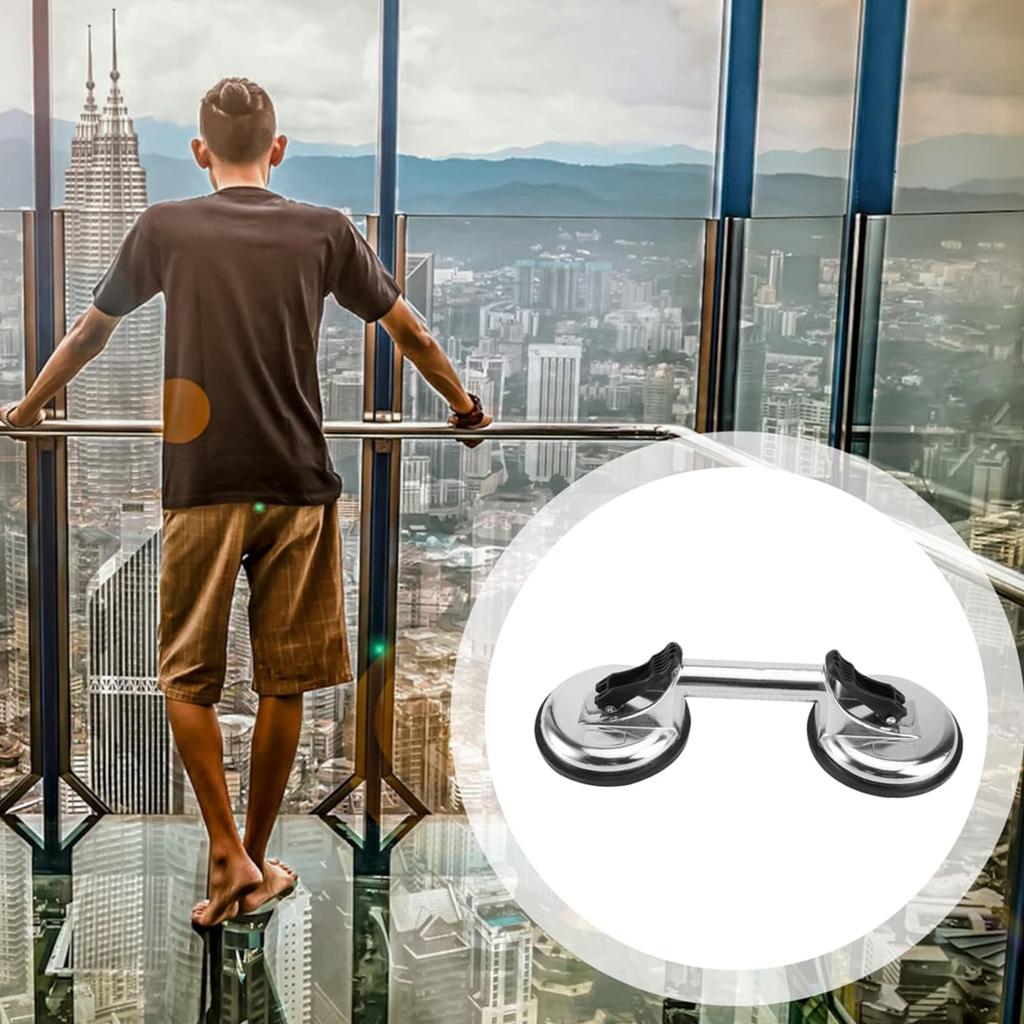 1pc Glass Suction Cup,Aluminium Heavy Duty Vacuum Lifter for Moving Glass/Window/Tiles/Mirror/Granite,Double Gripper Sucker Plat