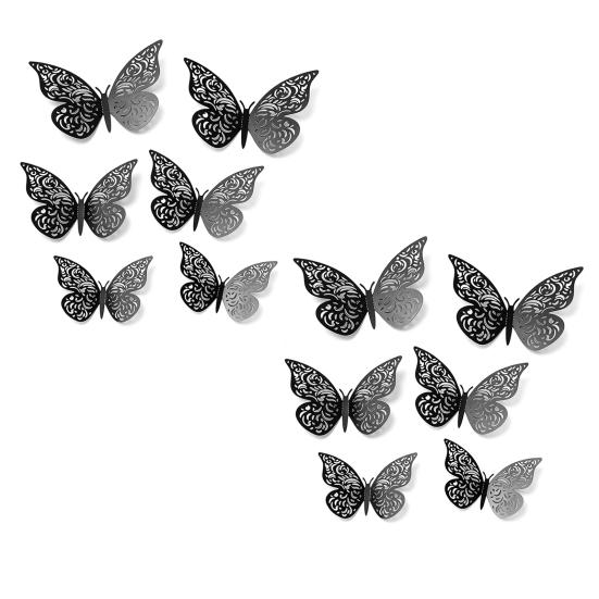 12 Pcs 3D Butterfly Wall Decals 3 Sizes Hollow Butterfly Wall Art Removable DIY Decorative Sticker for Room Office Bedroom Living Room