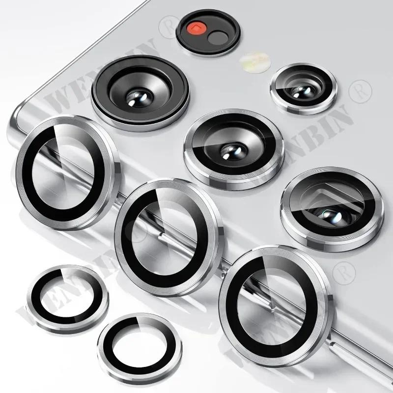2 Pcs Camera Lens Protector For Samsung S2 S24 Ultra Plus A6 A 9H Tempered Glass Screen Protector Cover Film Metal Ring