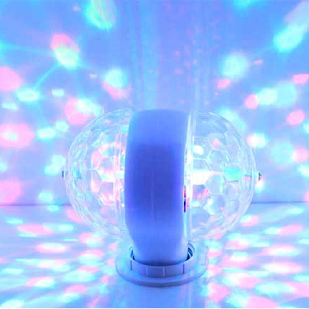 Auto Rotating Crystal Strobe RGB Lamp Dual Head DJ Stage Lamp Bulb Disco Lights  Birthday