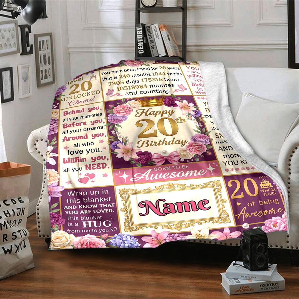 Happy 18Th Birthday 2008 Blanket Personalized Name Soft Comfortable Stylish Blanket Car Blanket Perfect For Travel Camping Outdoor Home Suitable For