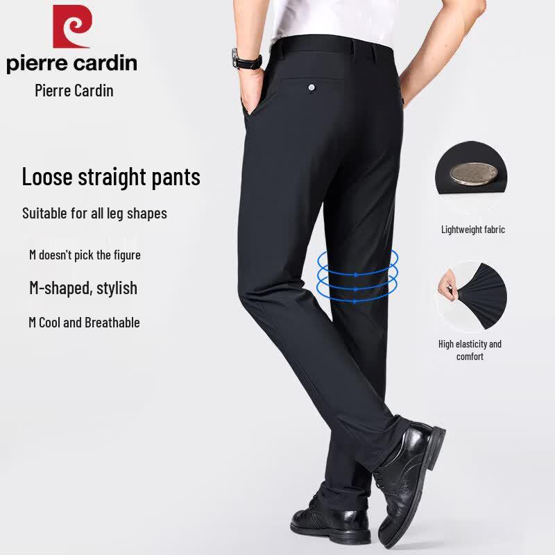 Pierre Cardin Мужские прямые повседневные брюки из ледяного шелка
