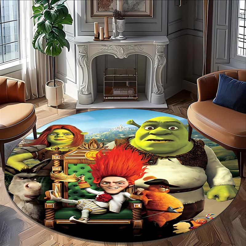 1pc Shrek1 Print Round Carpet Chair Round Carpet Suitable for Bedroom Living Room Home Decorative Carpet