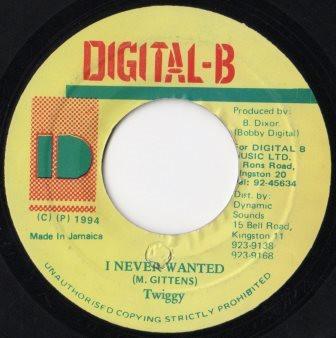 7-дюймовая пластинка TWIGGY - I Never Wanted NONE Digital-B 1994 Ямайка Регги, Ска и Даб Б/у