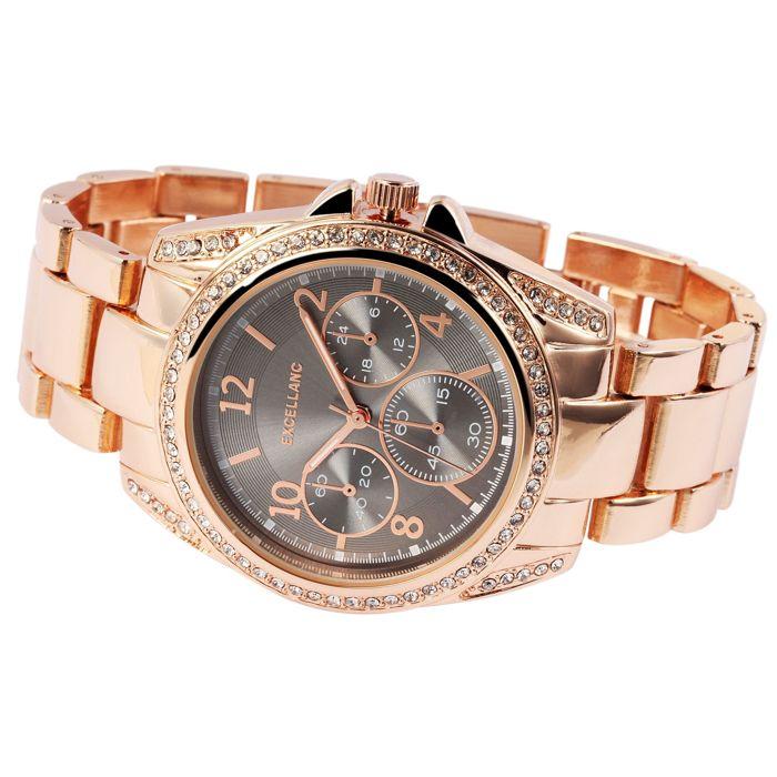 Montre - EXCELLANC - EX0251 - Doré rose bracelet métal - Cadran gris 40 mm - Quartz