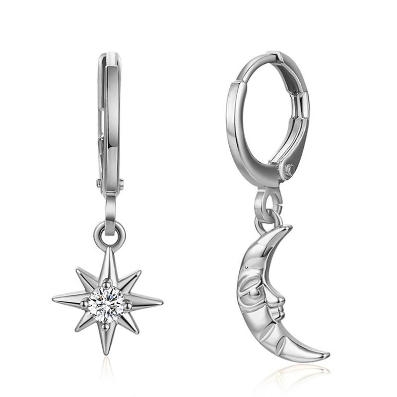 Серьги Ins Wind Personality Star Moon, модные женские серьги, круглые серьги с подвеской