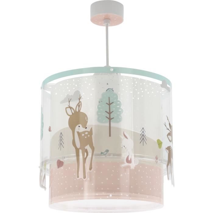 Lampe à suspension - Dalber - Loving Deer - Motif Cerf - L 26 cm - H 25 cm - Blanc et vert