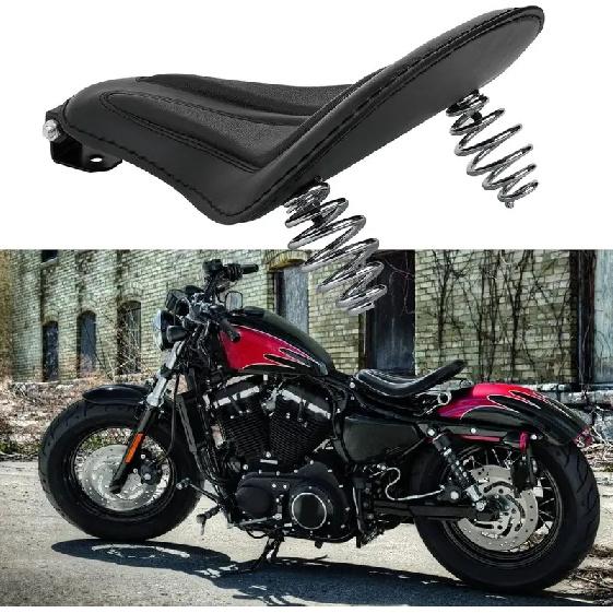 Черная Пружинная Подушка Сиденья для Мотоцикла Solo Seat Совместимая с Harley Sportster XL1200 48 Bobber Street Chopper Honda Rebel
