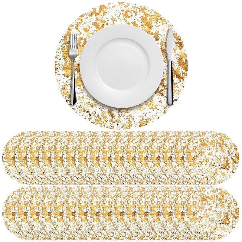 Одноразовая Праздничная Вечеринка Золотая Фольга Золотая Подставка под Тарелку Западный Ресторан Подставка на Стол Свадебное Украшение