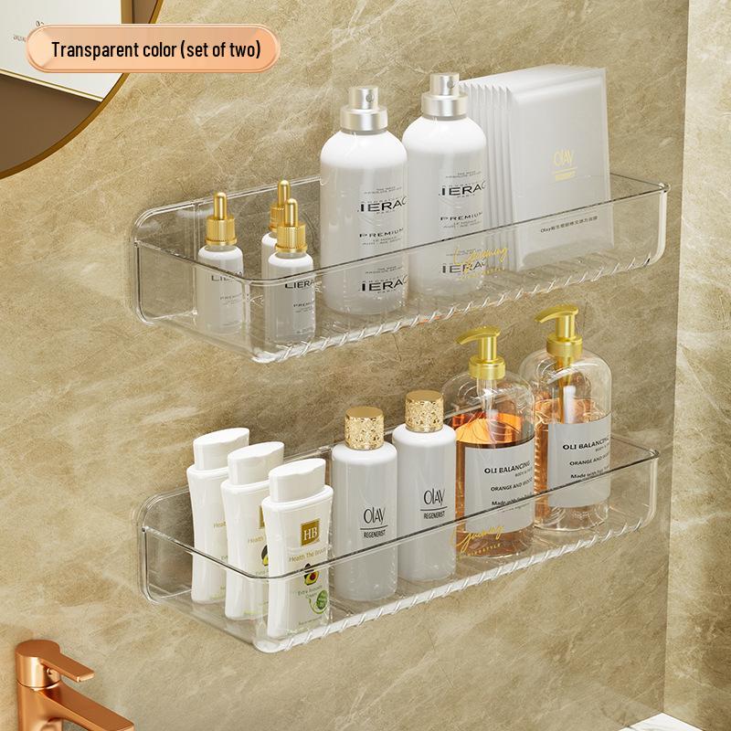 No-Drill Wall-Mounted Bathroom Storage Rack for Toiletries & Cosmetics