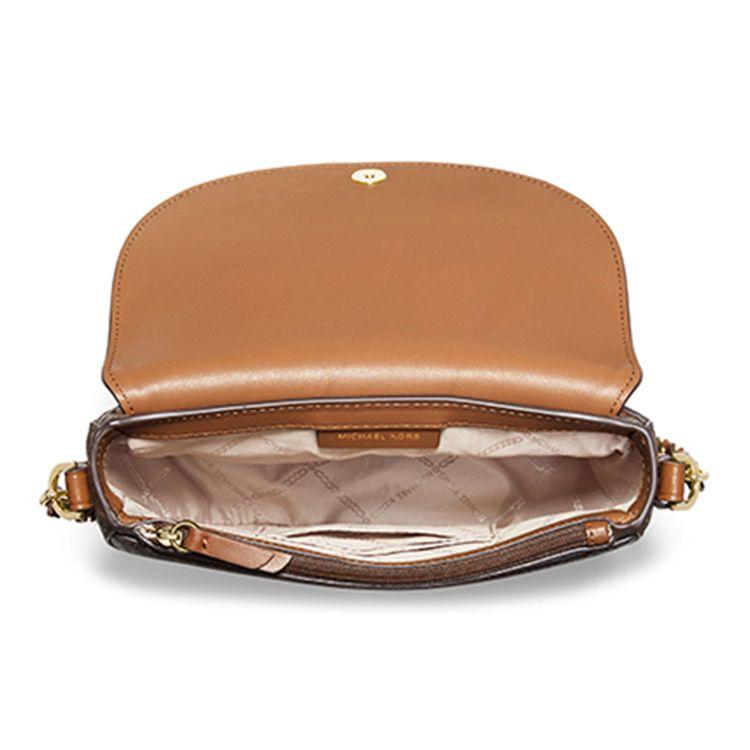 Michael Kors Mk Jet Set Charm Классический Монограмма Color Block Кожаная Сумка-Седло Crossbody Средняя Женские Сумки Темно-Коричневый Желудево-Коричневый 32T0GT9C6B-252